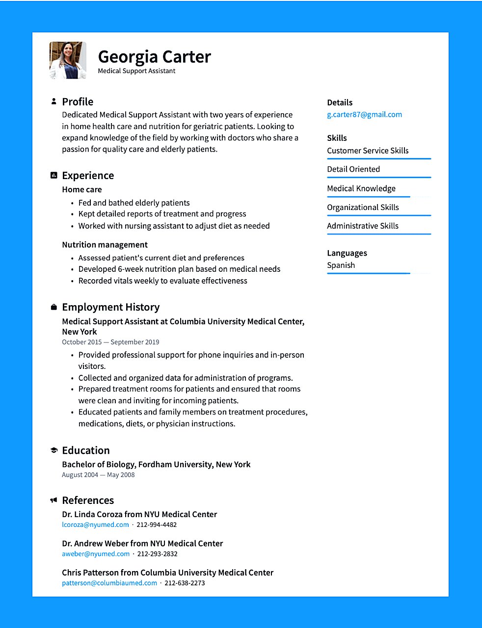Blue Resume Frame